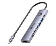 Akcesoria UNITEK USB-C 3.0 + USB-A 3.0+HDMI2.0+SD/Micro SD 3.0+ PD 100W+Scree H1124AGY01